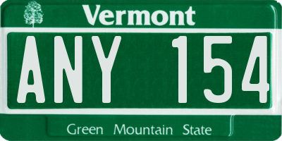 VT license plate ANY154