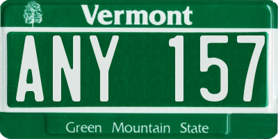 VT license plate ANY157