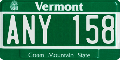 VT license plate ANY158