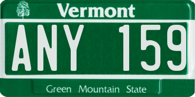 VT license plate ANY159