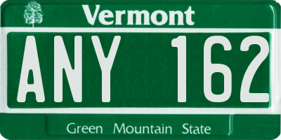 VT license plate ANY162