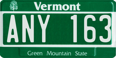 VT license plate ANY163