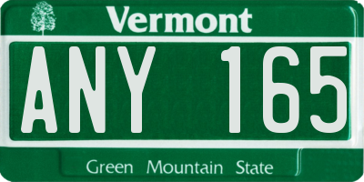 VT license plate ANY165