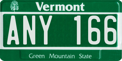 VT license plate ANY166