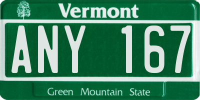 VT license plate ANY167