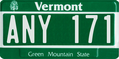 VT license plate ANY171