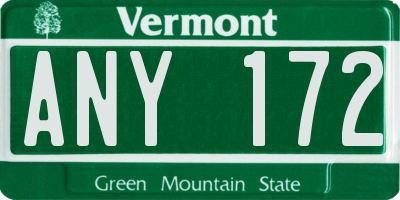 VT license plate ANY172