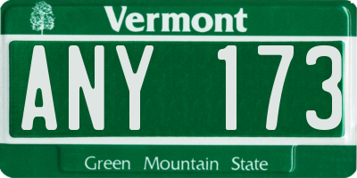 VT license plate ANY173