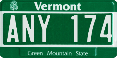 VT license plate ANY174
