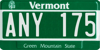 VT license plate ANY175