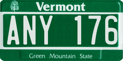 VT license plate ANY176