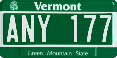 VT license plate ANY177
