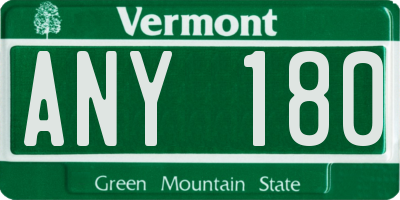 VT license plate ANY180