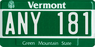 VT license plate ANY181
