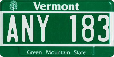 VT license plate ANY183