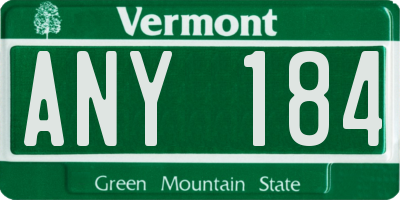 VT license plate ANY184