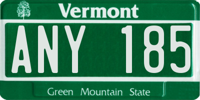 VT license plate ANY185