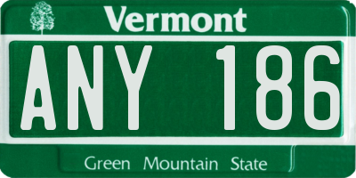 VT license plate ANY186