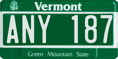 VT license plate ANY187