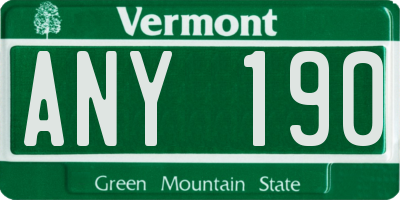 VT license plate ANY190