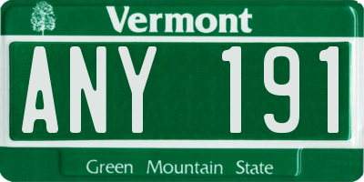 VT license plate ANY191
