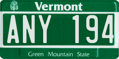 VT license plate ANY194