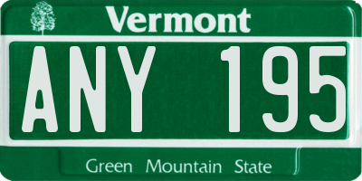 VT license plate ANY195