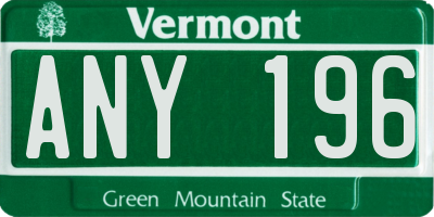 VT license plate ANY196