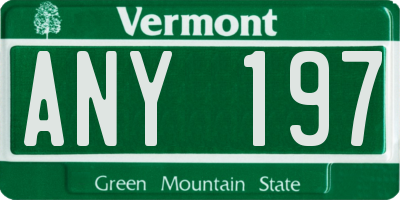 VT license plate ANY197