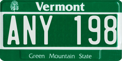 VT license plate ANY198