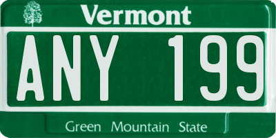 VT license plate ANY199