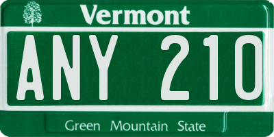 VT license plate ANY210