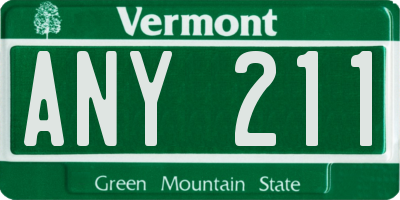 VT license plate ANY211