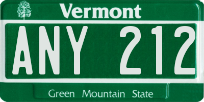 VT license plate ANY212