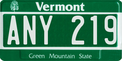 VT license plate ANY219