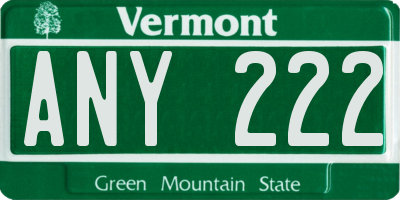 VT license plate ANY222