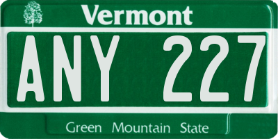 VT license plate ANY227