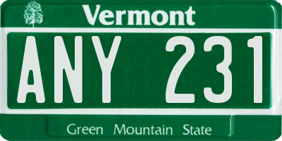 VT license plate ANY231