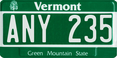 VT license plate ANY235