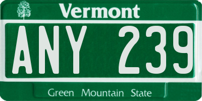 VT license plate ANY239