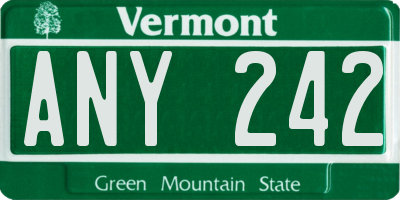 VT license plate ANY242