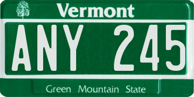 VT license plate ANY245