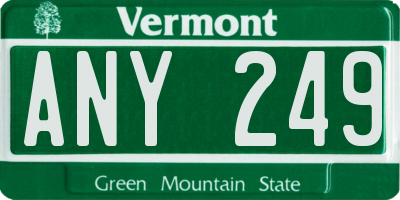VT license plate ANY249