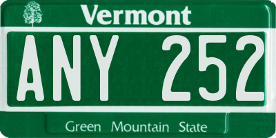 VT license plate ANY252