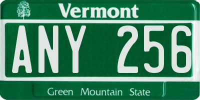 VT license plate ANY256