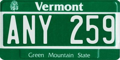 VT license plate ANY259