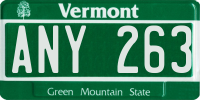 VT license plate ANY263