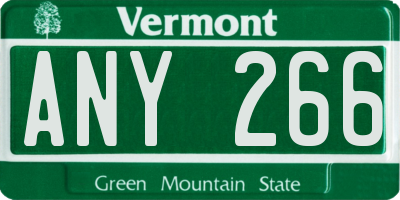 VT license plate ANY266