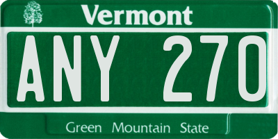 VT license plate ANY270
