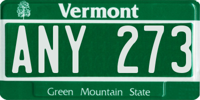 VT license plate ANY273